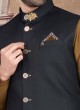 SImple And Sophisticated Golden Brown And Black Color  Nehru Jacket  Set